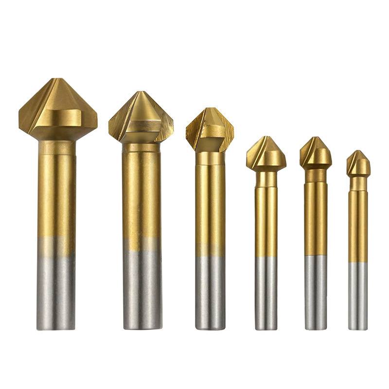 Woodworking Drill Bits - 6Pcs 3-Flute Titanium Coated 90 Degree