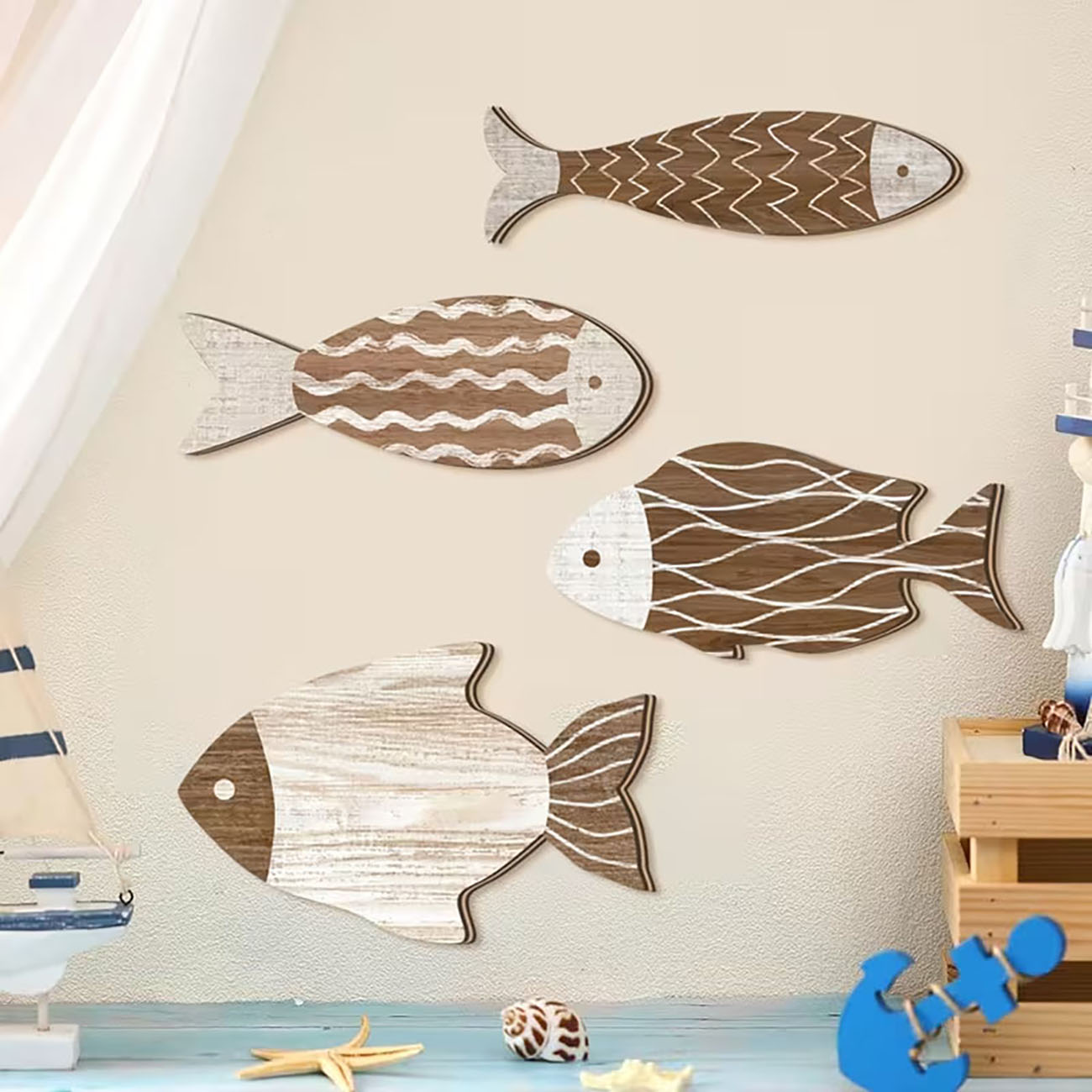 A Set of 4 Wooden Fish Wall De - Woodworking Glue review and price