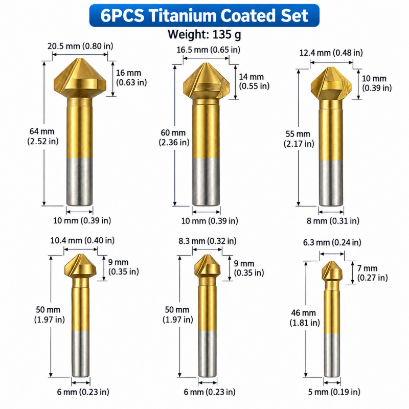 6Pcs 3-Flute Titanium Coated 9 - Woodworking Drill Bits review and price